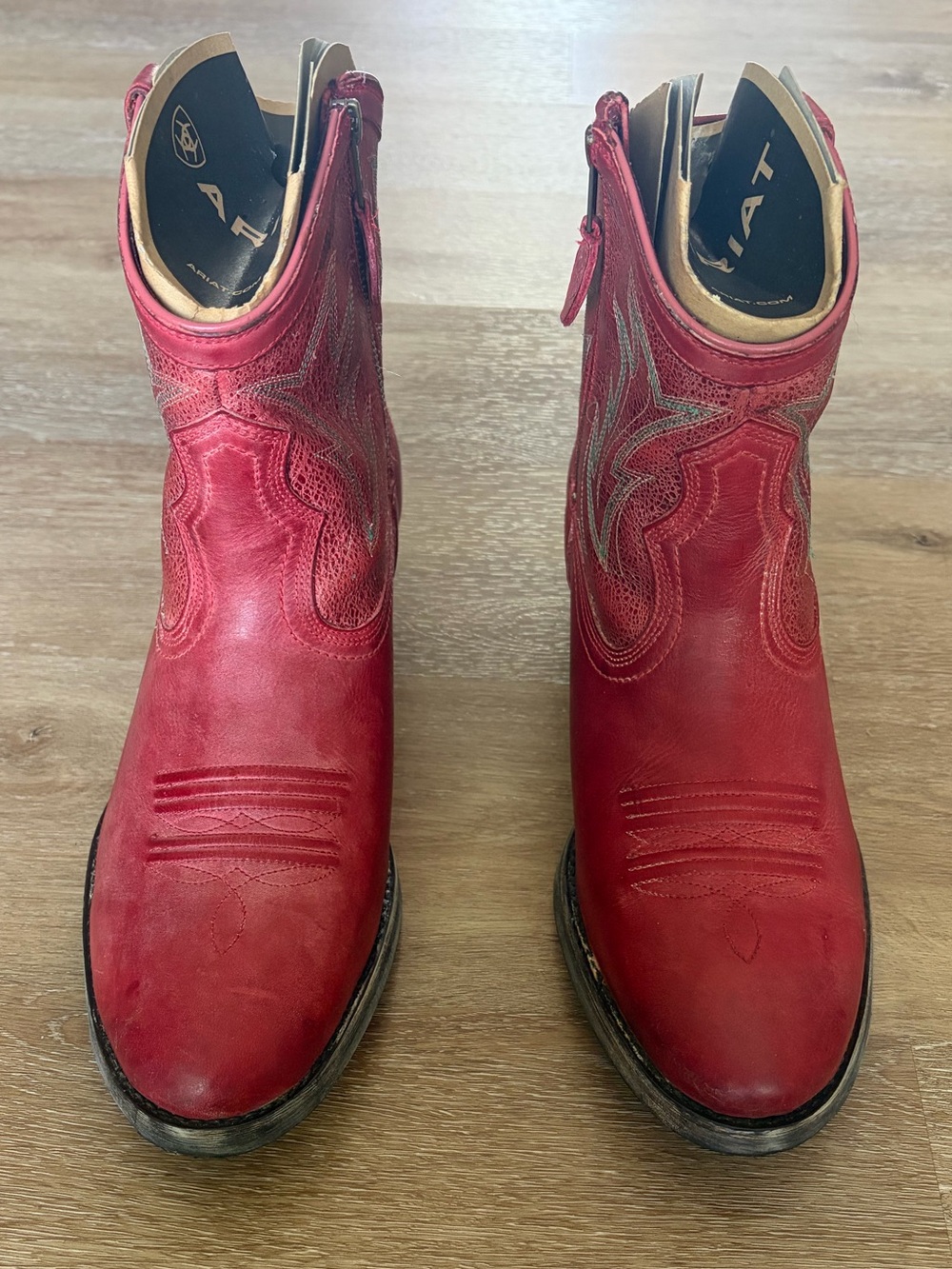 Ariat Red Leather Western Cowboy Boots Size 11 - Picture 5 of 8